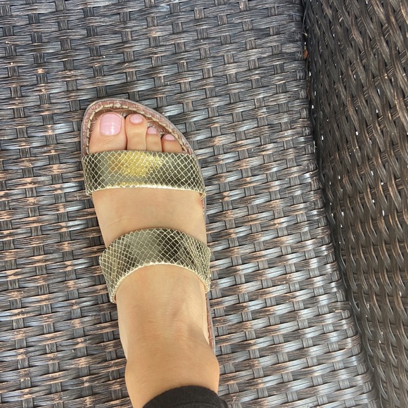 Gold Sam Edelman Sandal Slides - Picture 3 of 3